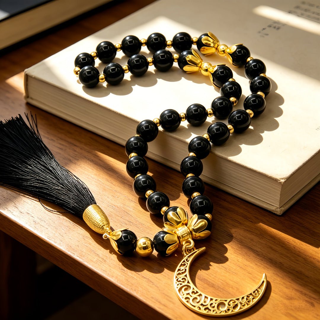 Crescent Moon Tasbih Islamic Prayer Beads Bracelet（MR089） - Mariam's Collection