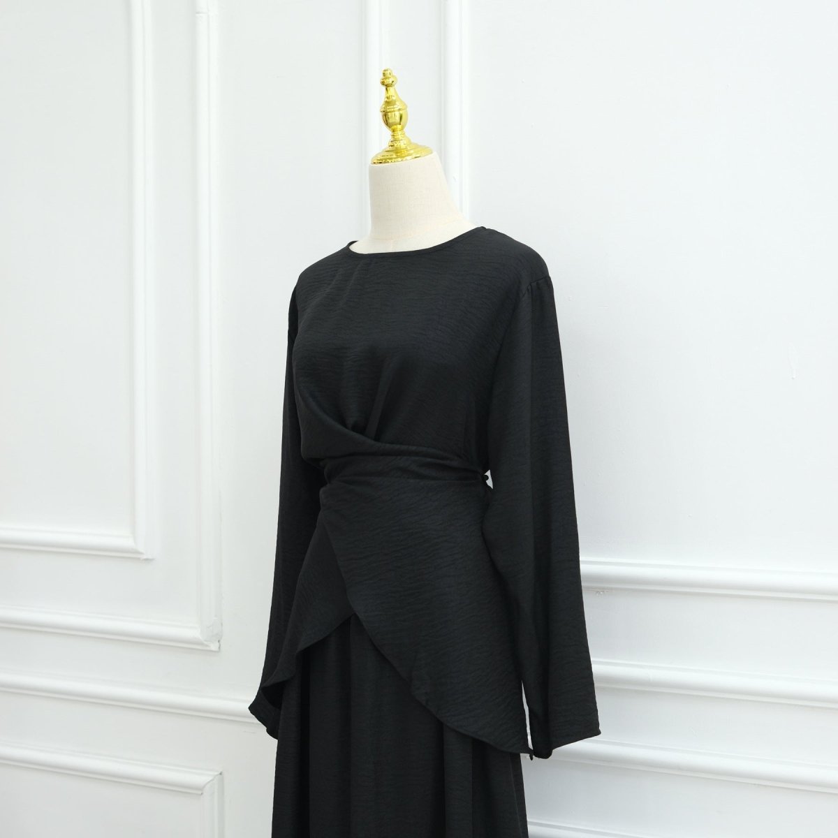 Cross-Wrap Waist Top & A-Line Maxi Skirt Set(MS475) - Mariam's Collection