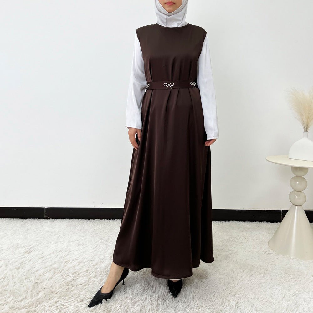 Crystal Bow Embellished Abaya 4 - Piece Set(MOA253) - Mariam's Collection