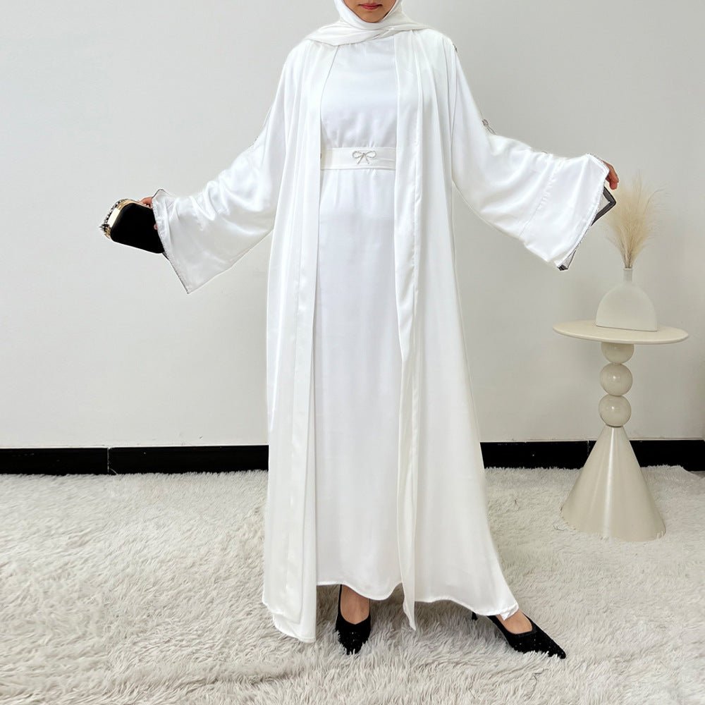 Crystal Bow Embellished Abaya 4 - Piece Set(MOA253) - Mariam's Collection