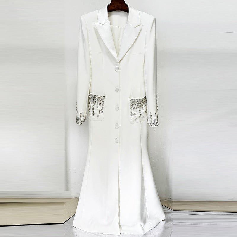 Crystal Embellished Blazer Evening Gown(MS300) - Mariam's Collection