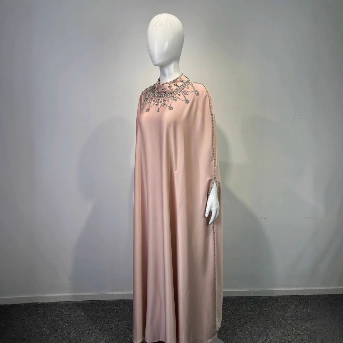 Crystal Embellished Cape Kaftan — Modest Evening Cape Dress