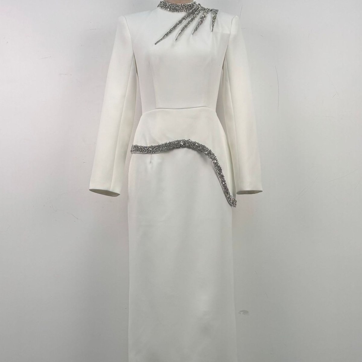 Crystal Embellished Evening Gown(MS313) - Mariam's Collection