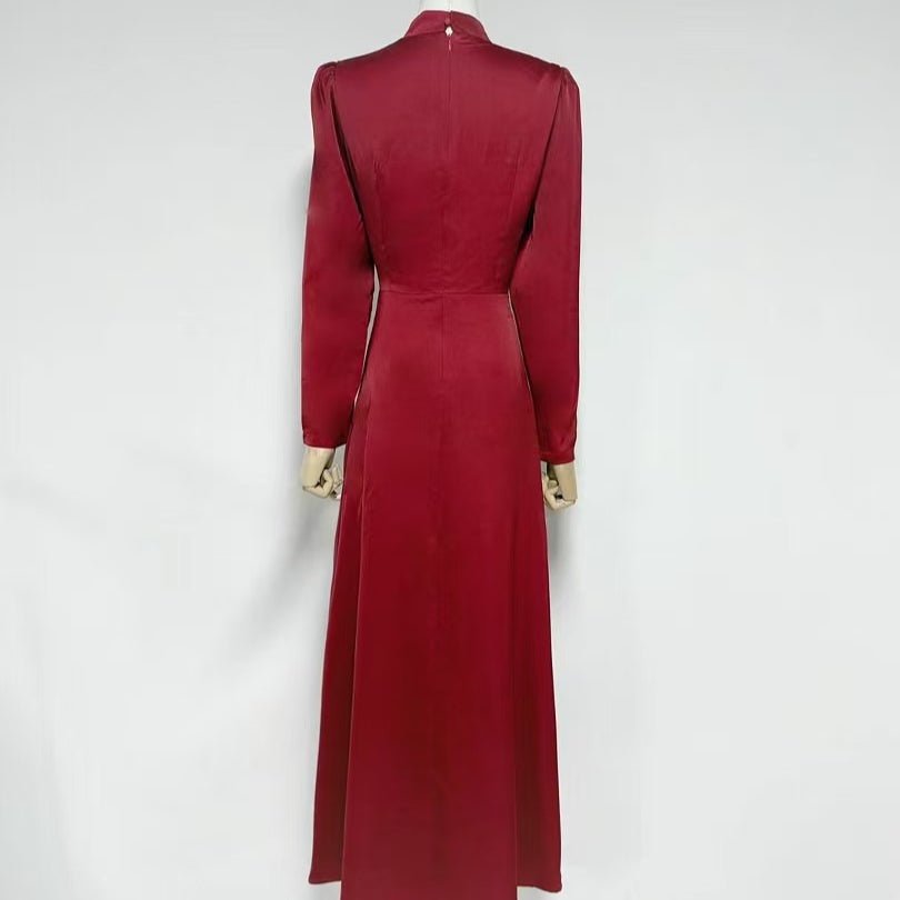 Crystal - Embellished Ruched Dress with Asymmetric Ruffle Skirt(MS346) - Mariam's Collection