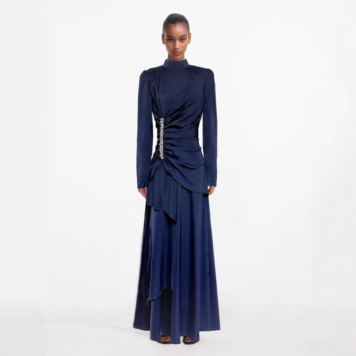 formal ruched dress Ladivine CD387 Formal Soires Off Shoulder Ruched Bodice Evening Dress Black / 2