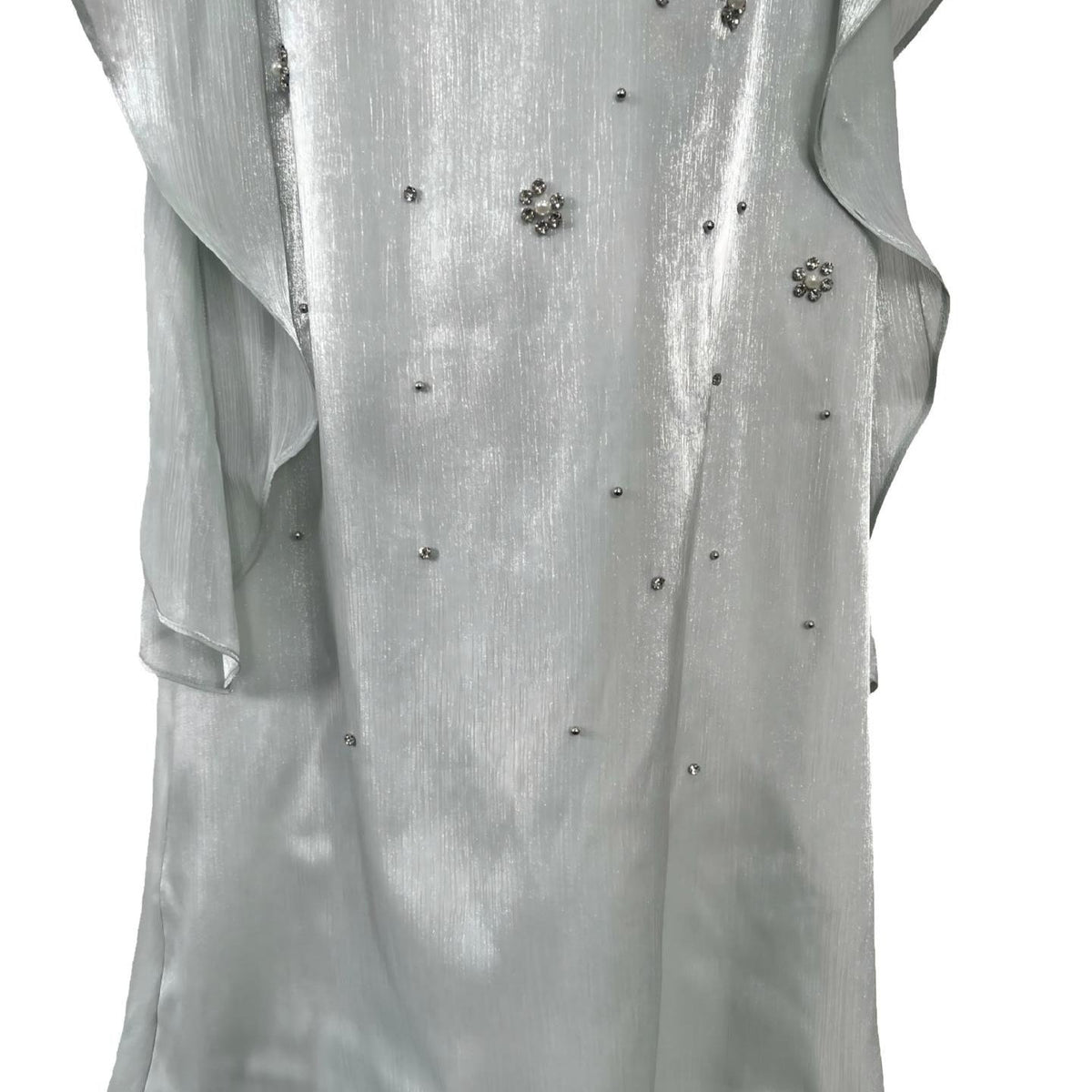 Crystal Embellished Shimmer Satin Maxi Dress(MS541) - Mariam's Collection