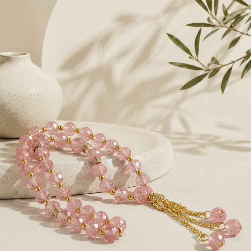 おまとめ専用です♡新作♡ピンク系♡財神ちび天珠、ガーネット MR039 Crystal Glass Muslim Prayer Tasbeeh, 99pcs beads - Mariam's