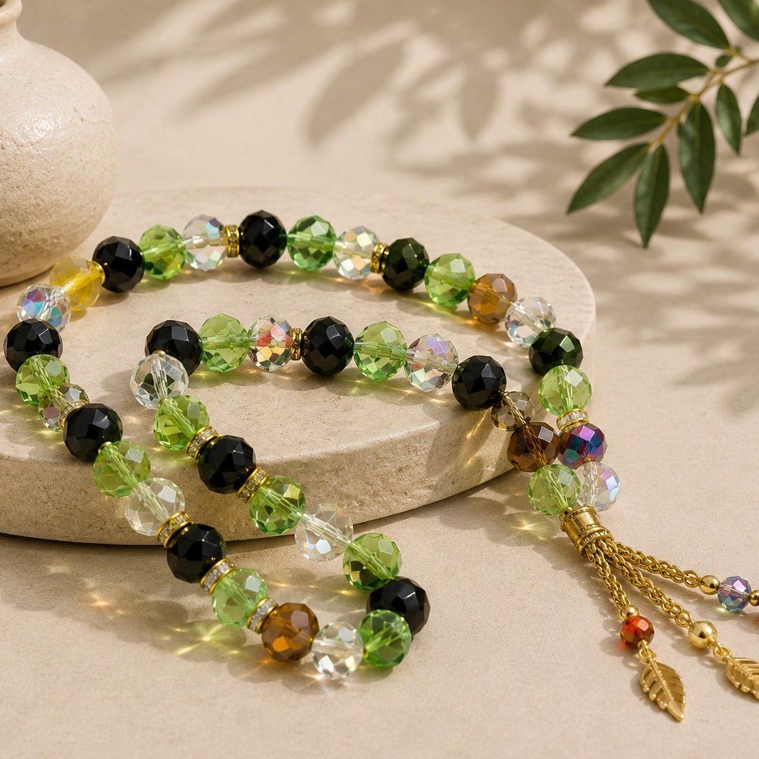 MR039 Crystal Glass Muslim Prayer Tasbeeh, 99pcs beads - Mariam's