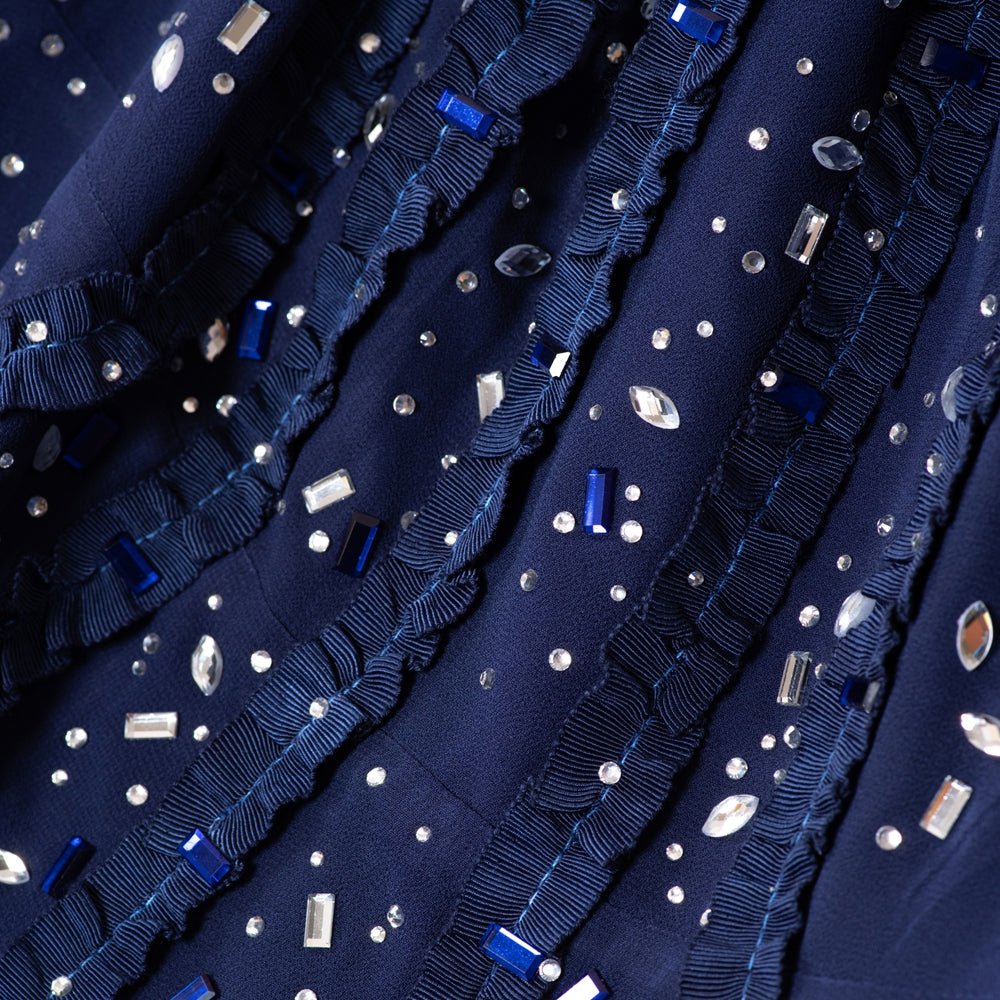 Crystal Hand - Embellished Chiffon Evening Abaya(MA356) - Mariam's Collection