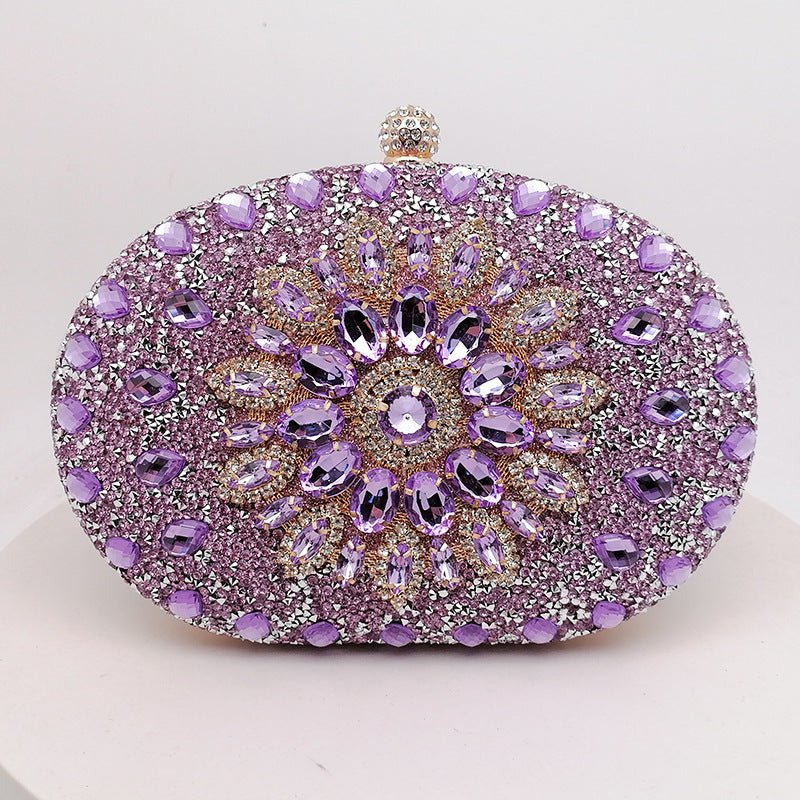 Crystal Sunflower Evening Clutch | Rhinestone Party Bag with Chain Handle(MAC356) - Mariam's Collection