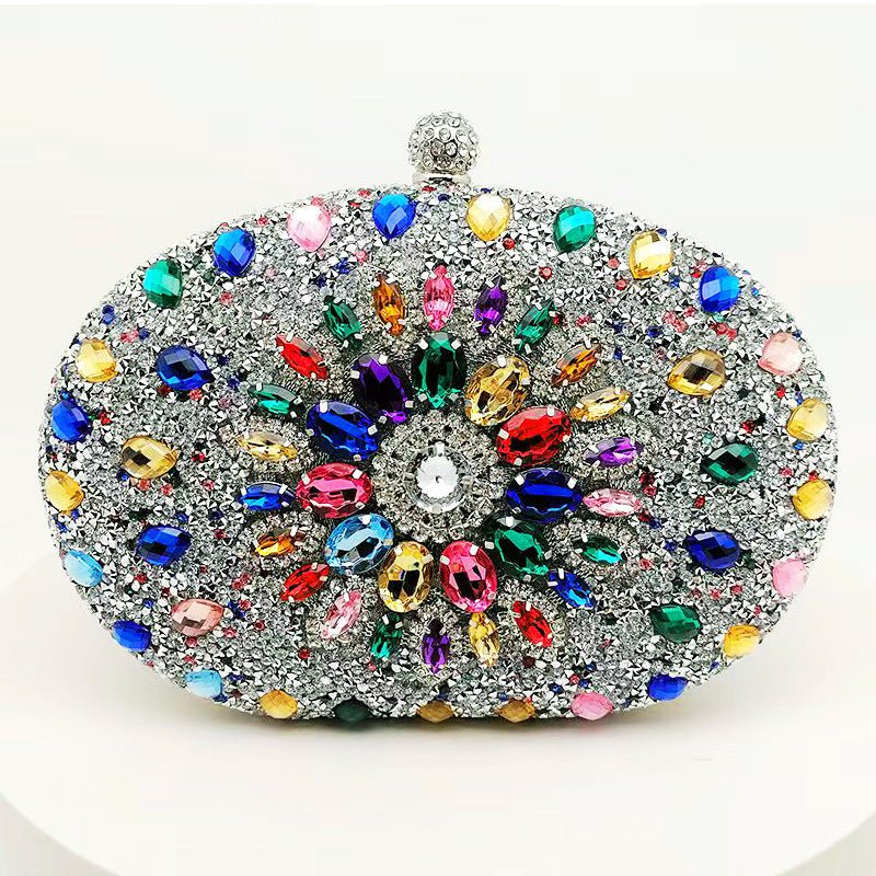 Crystal Sunflower Evening Clutch | Rhinestone Party Bag with Chain Handle(MAC356) - Mariam's Collection