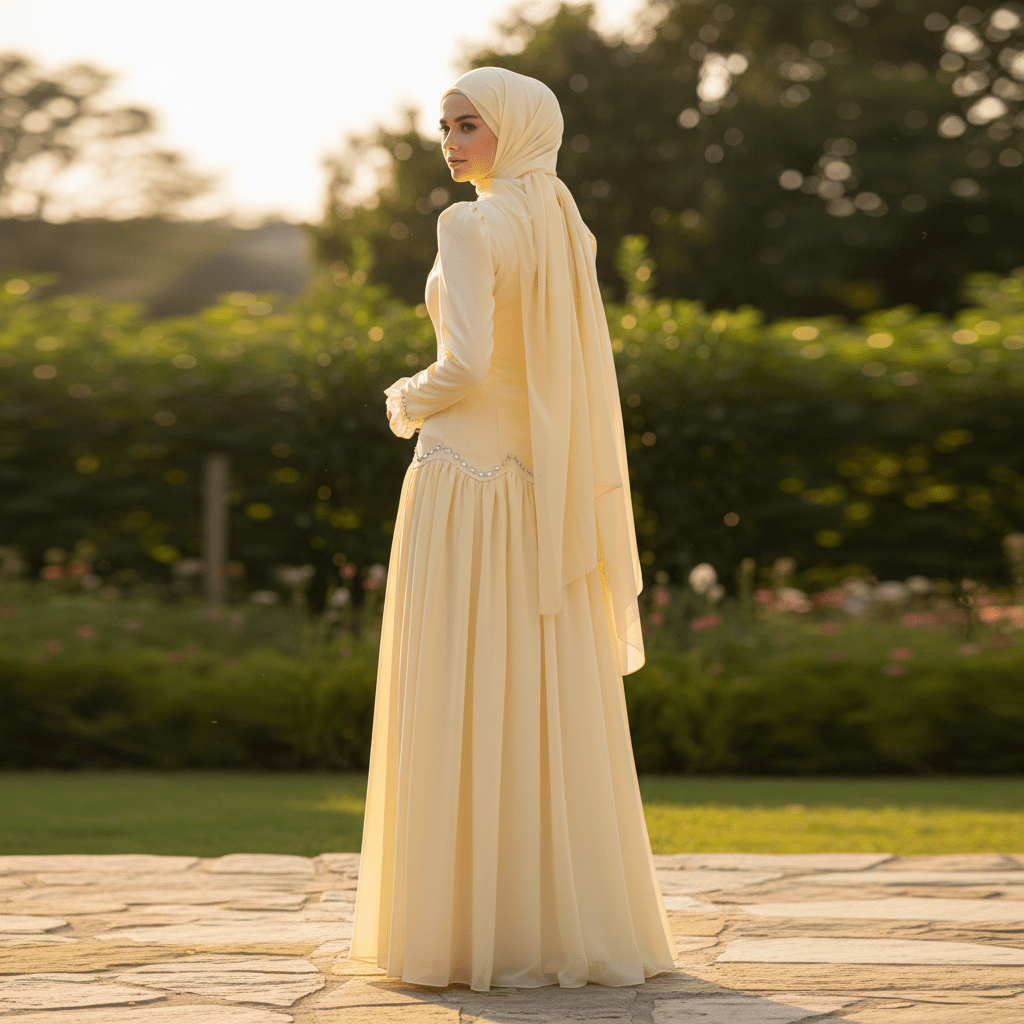 Crystal Waist Chain Dress with Ruffle Cuffs(MS306) - Mariam's Collection