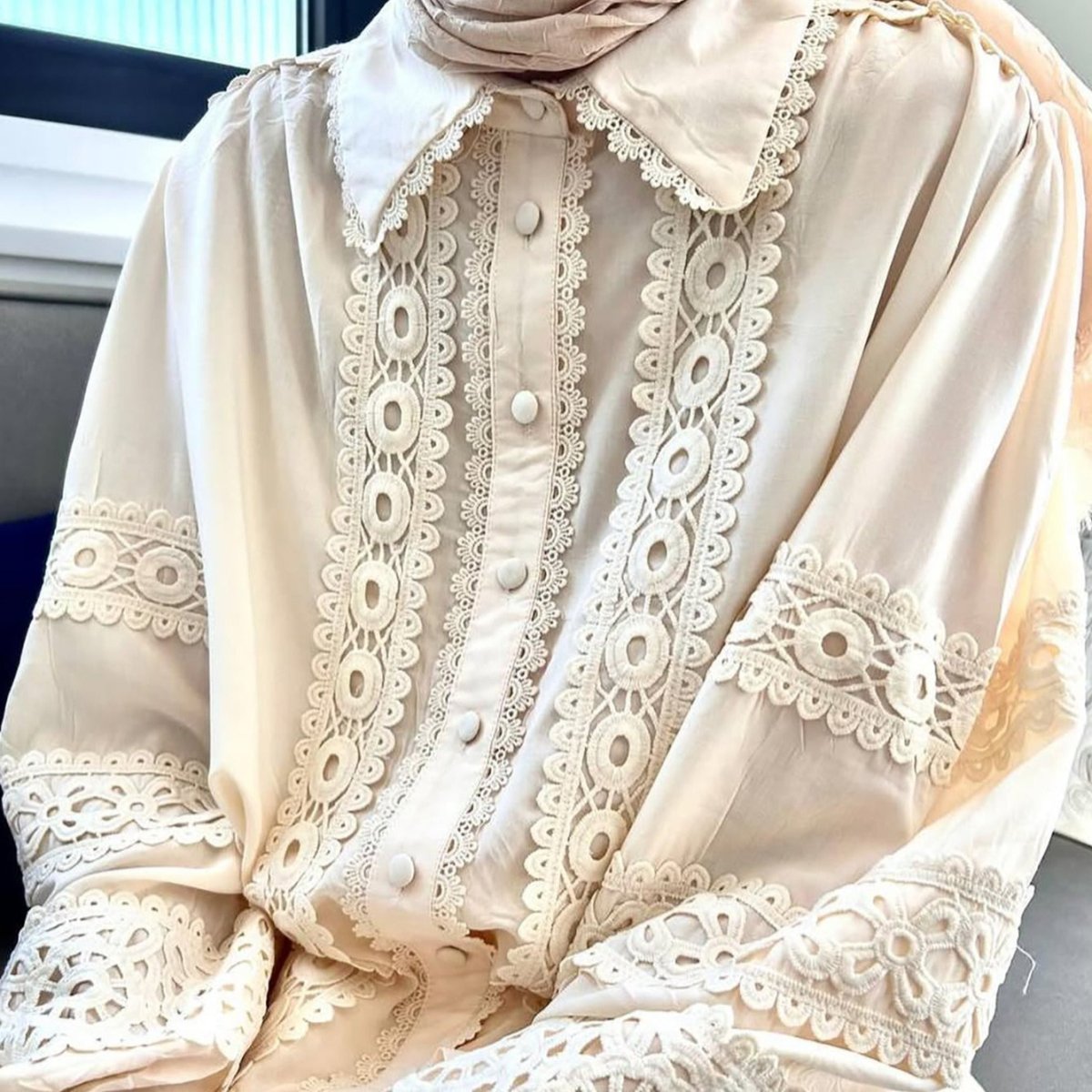 Cutwork Lace Blouse & Tiered Maxi Skirt Set(MS375) - Mariam's Collection