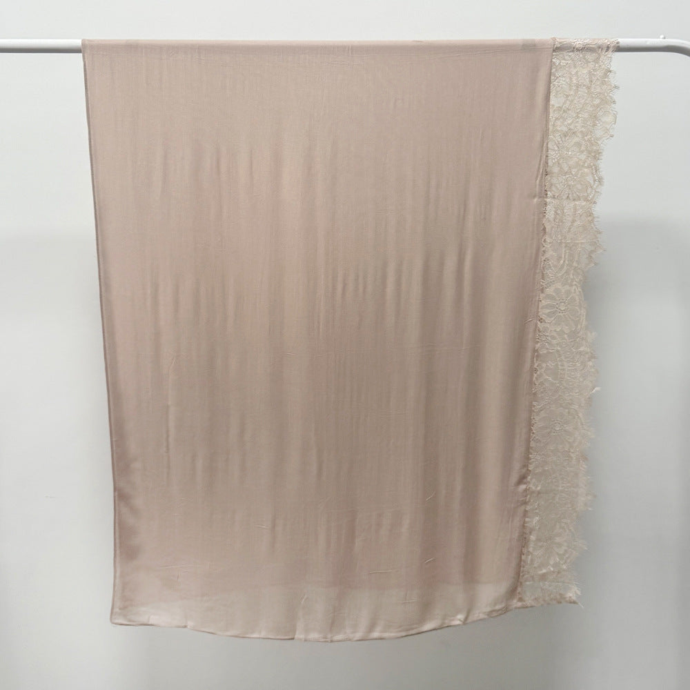 Lace Trim Rayon Hijab Scarf(MH211)