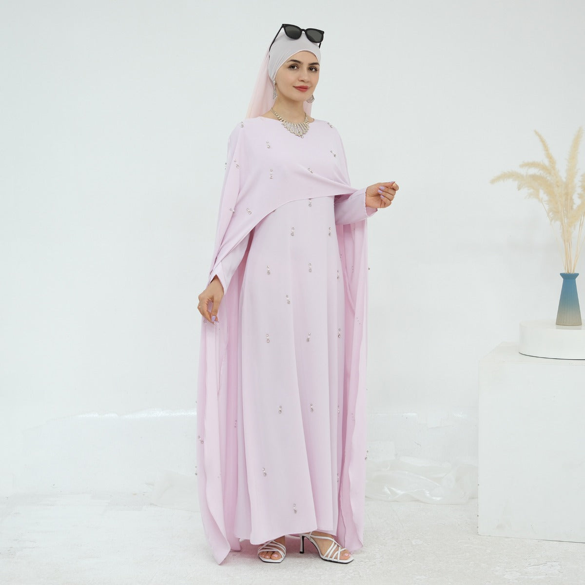 Celestial Beaded Luxury Muslim Abaya Set | Modest Dresses with Beading Detailing (MA266)