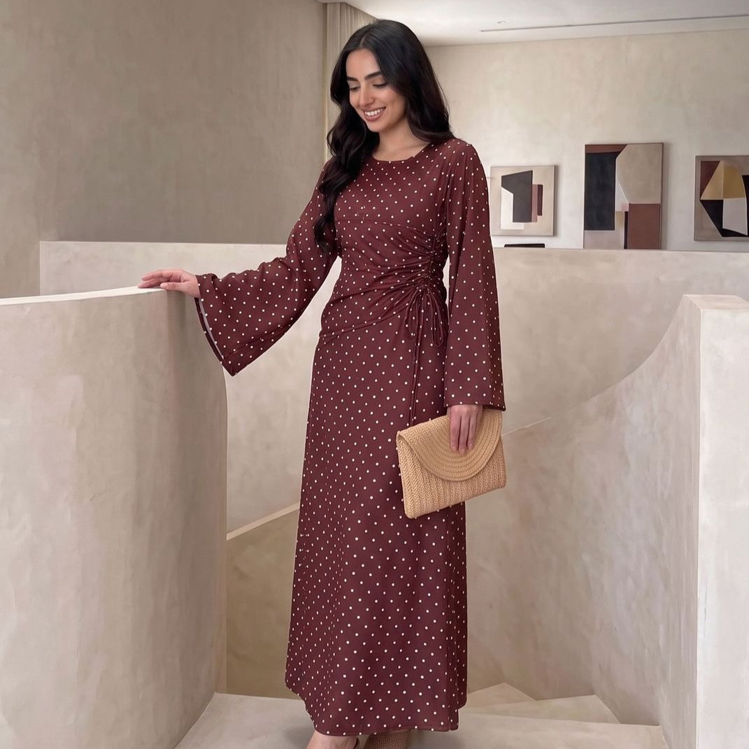 Polka Dot Flared Sleeve Maxi Dress(MS503)