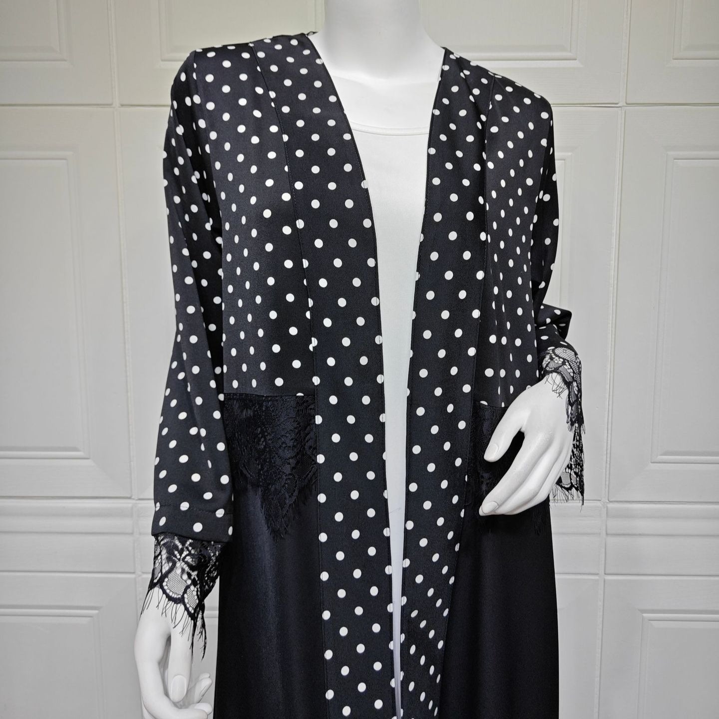 Polka Dot & Lace Panel Open Abay(MOA335)