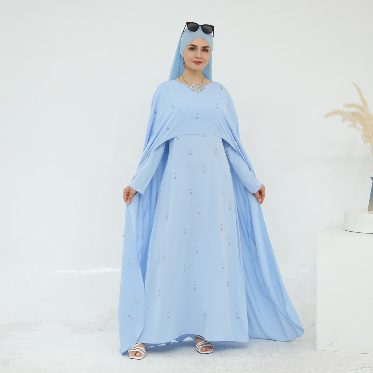 Celestial Beaded Luxury Muslim Abaya Set | Modest Dresses with Beading Detailing (MA266)