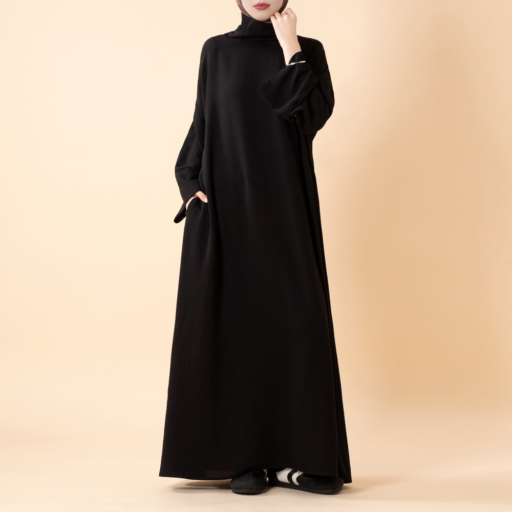 Everyday Crepe Turtleneck Abaya – Relaxed Fit for All Seasons(MA384)