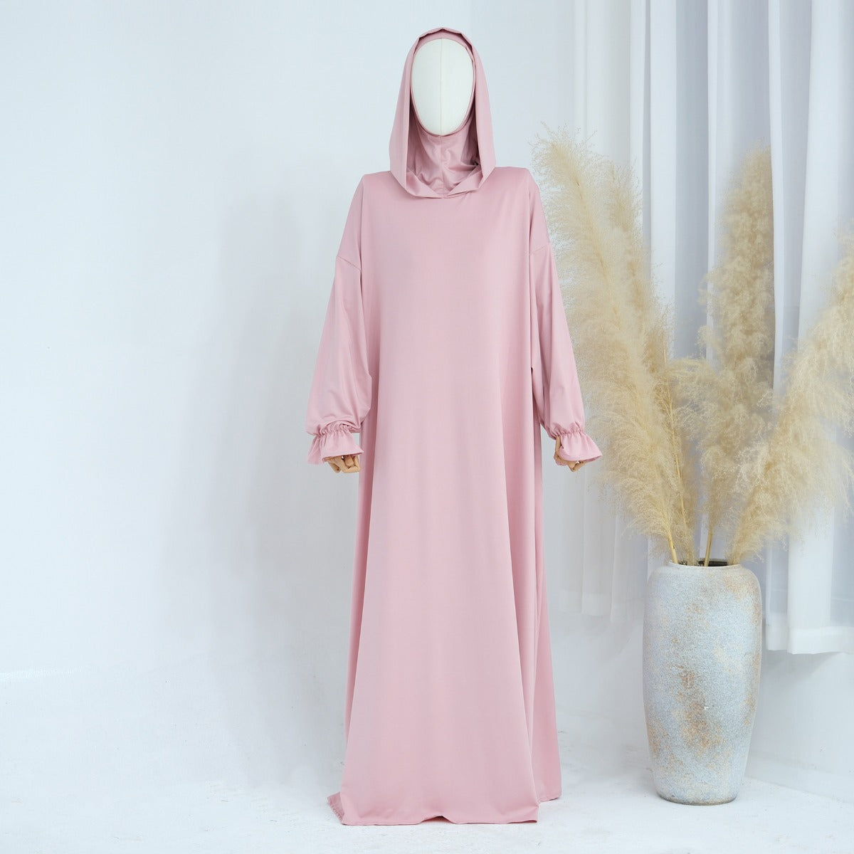 Modest Casual Hooded Abaya Collection | Tone Robes with Bubble Sleeves (MJ021)