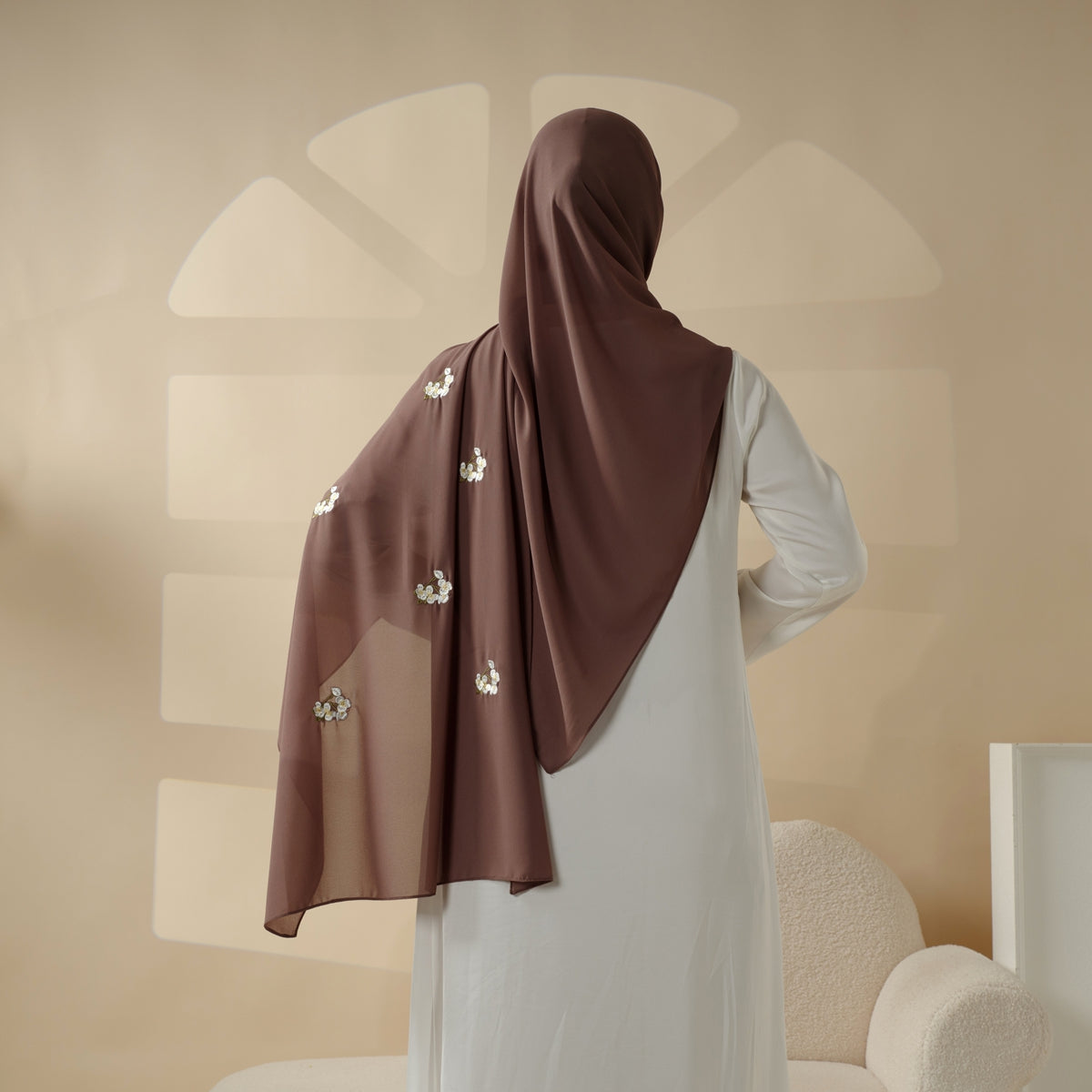 MH077 New Embroidery Extra-Fine Plain Chiffon Shawl Hijab