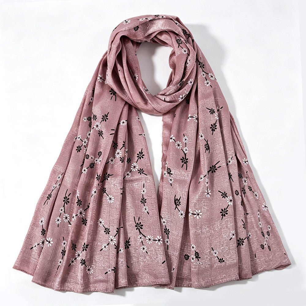 Daisy Floral Print Shimmer Hijab Scarf(MH245) - Mariam's Collection