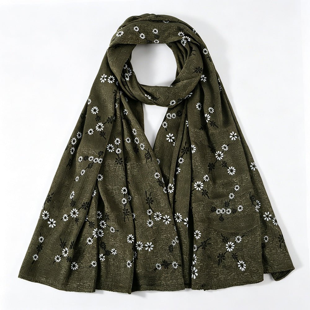Daisy Floral Print Shimmer Hijab Scarf(MH245) - Mariam's Collection