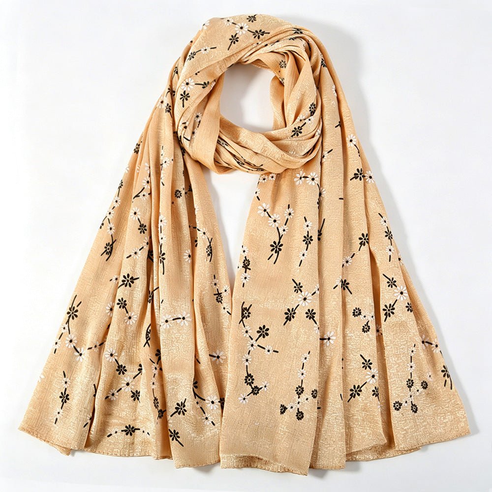 Daisy Floral Print Shimmer Hijab Scarf(MH245) - Mariam's Collection