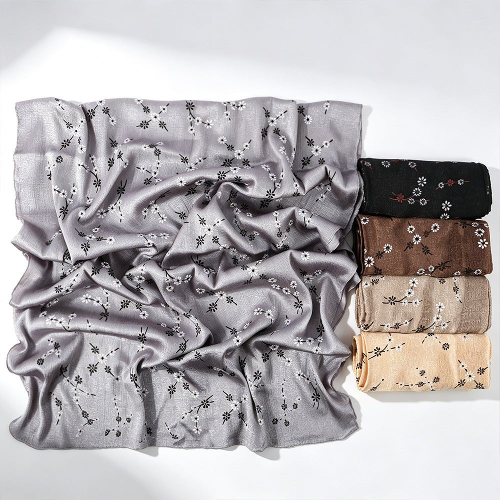 Daisy Floral Print Shimmer Hijab Scarf(MH245) - Mariam's Collection