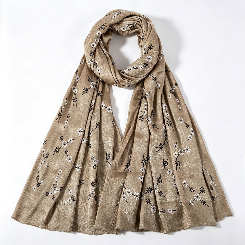 Daisy Floral Print Shimmer Hijab Scarf(MH245) - Mariam's Collection