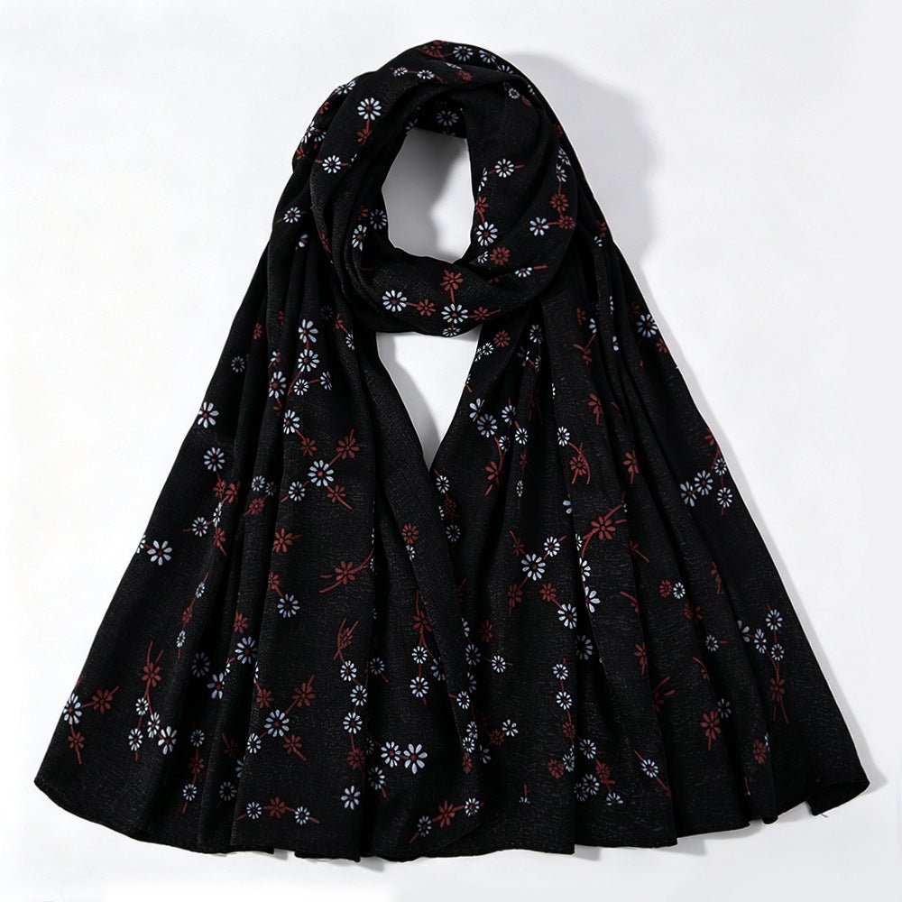 Daisy Floral Print Shimmer Hijab Scarf(MH245) - Mariam's Collection