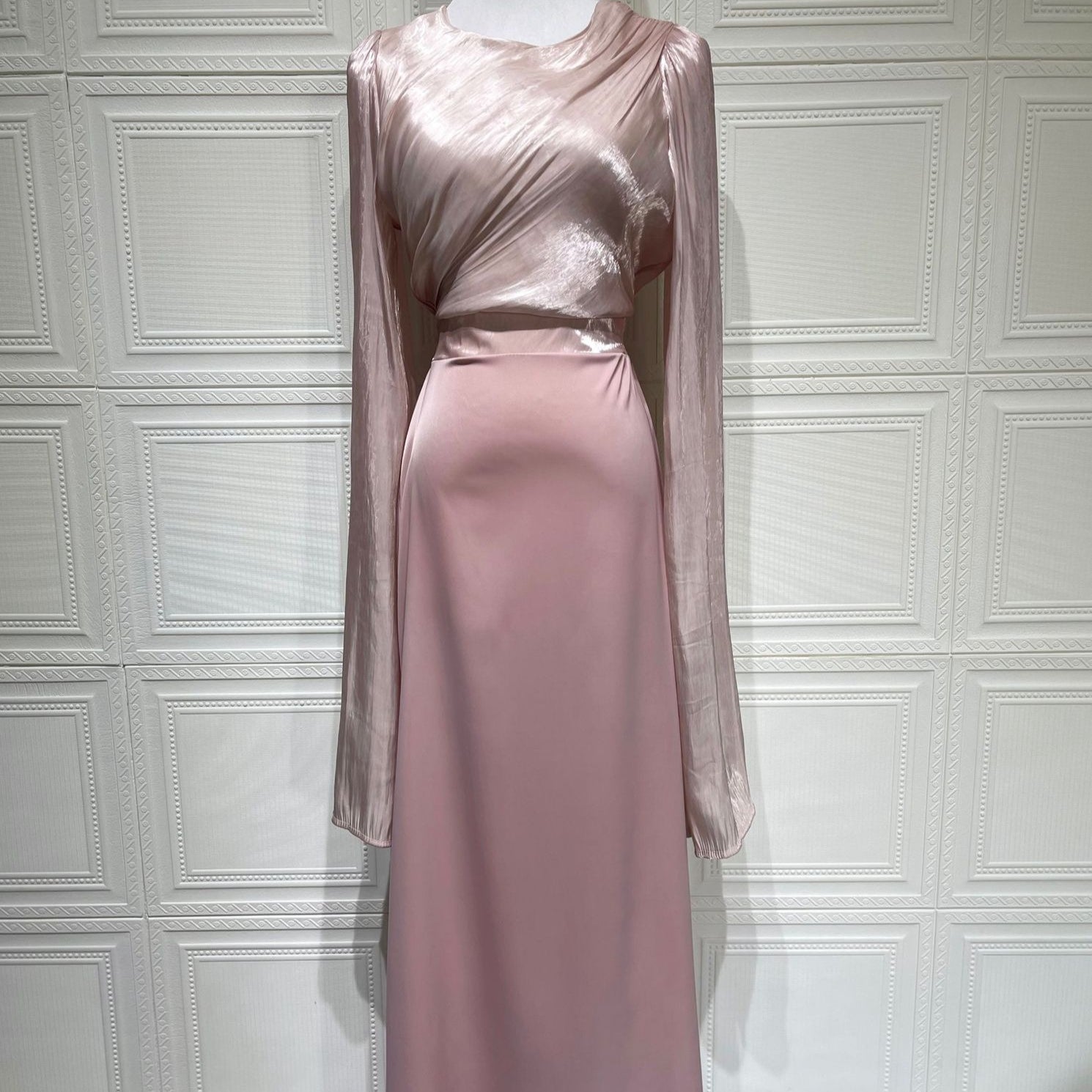 Cape Sleeve Gown with Tie-Back | Fitted Mermaid Maxi Dress(MS230)