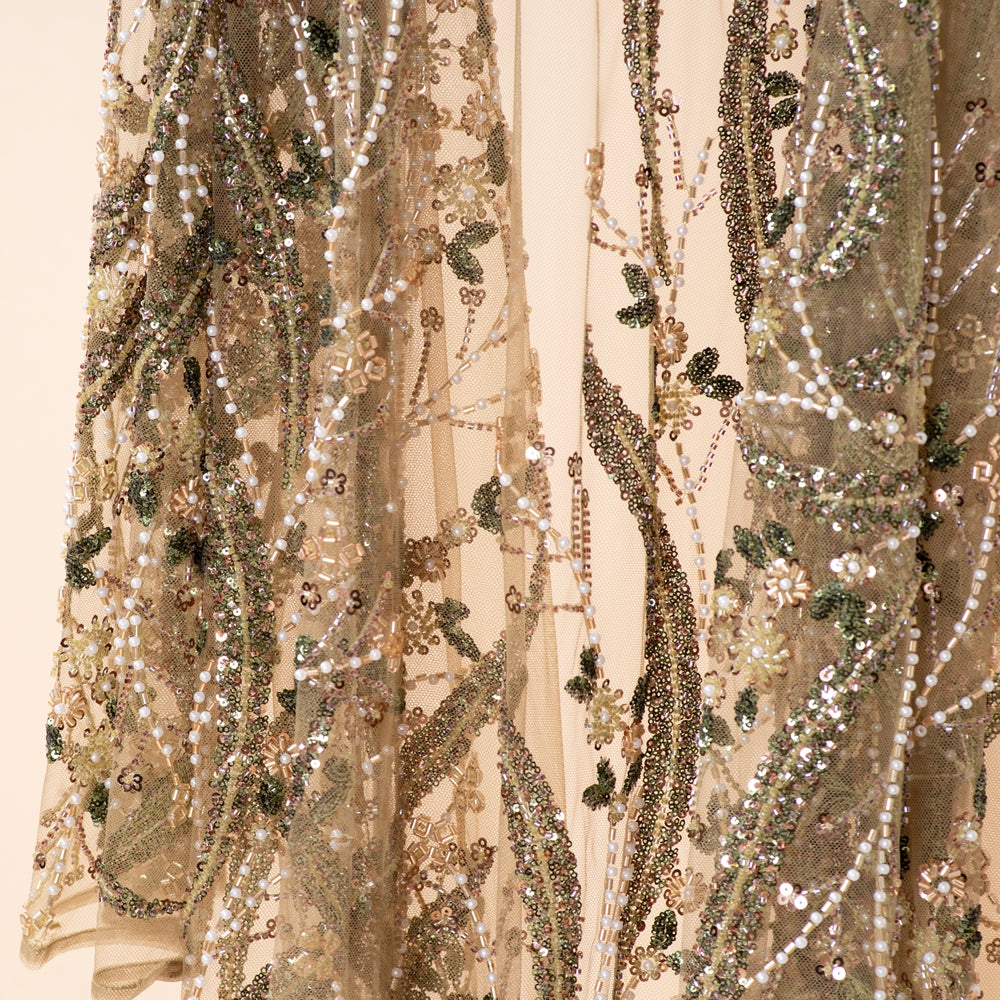 Luxury Hand-Beaded Sequin Embroidered Open Abaya for Eid & Wedding Occasions (MOA305)