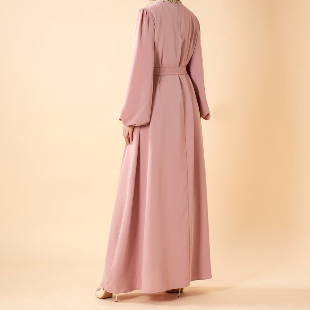 Candy Color Pleated Abaya | Must - have Essential Basic Dress (MA142) - Mariam's Collection