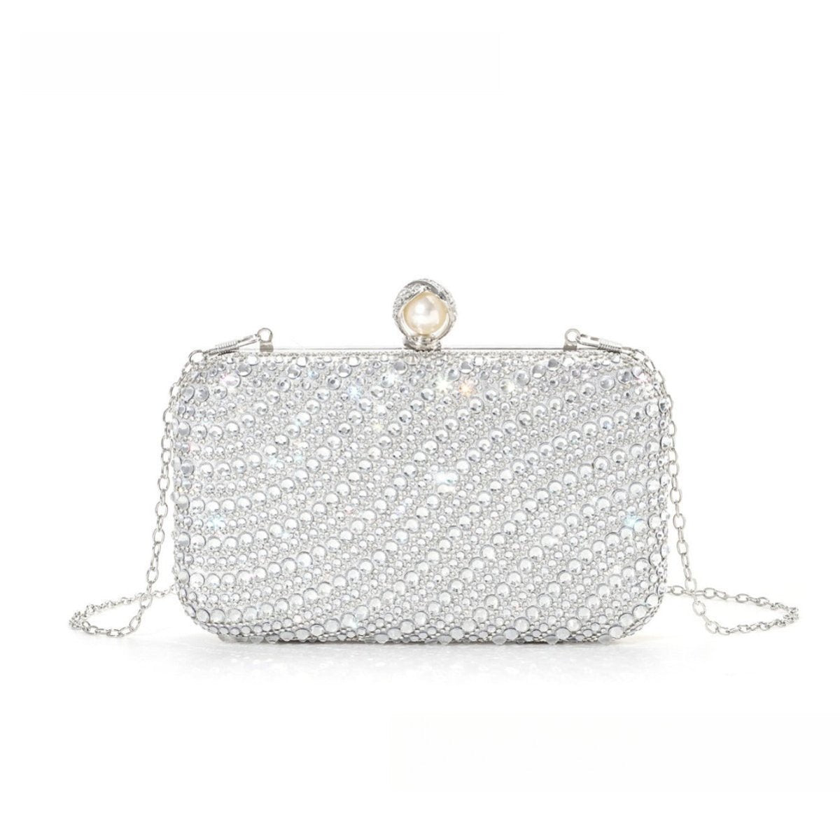 ‌Diamond - Studded Pearl Party Clutch Versatile Crossbody Handheld Evening Bag for Glamorous Occasions (MAC280) - Mariam's Collection
