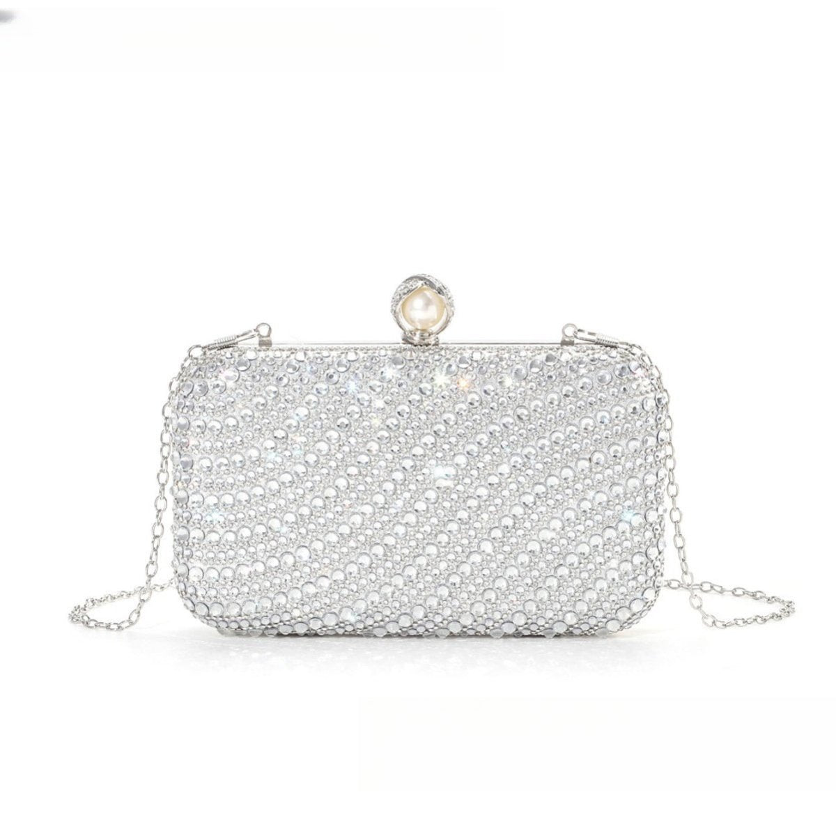 ‌Diamond - Studded Pearl Party Clutch Versatile Crossbody Handheld Evening Bag for Glamorous Occasions (MAC280) - Mariam's Collection