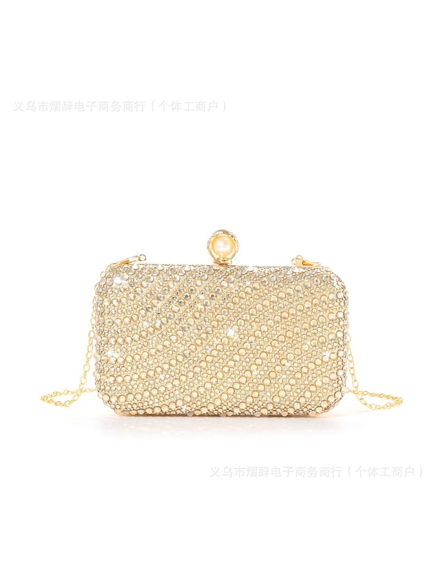 ‌Diamond - Studded Pearl Party Clutch Versatile Crossbody Handheld Evening Bag for Glamorous Occasions (MAC280) - Mariam's Collection
