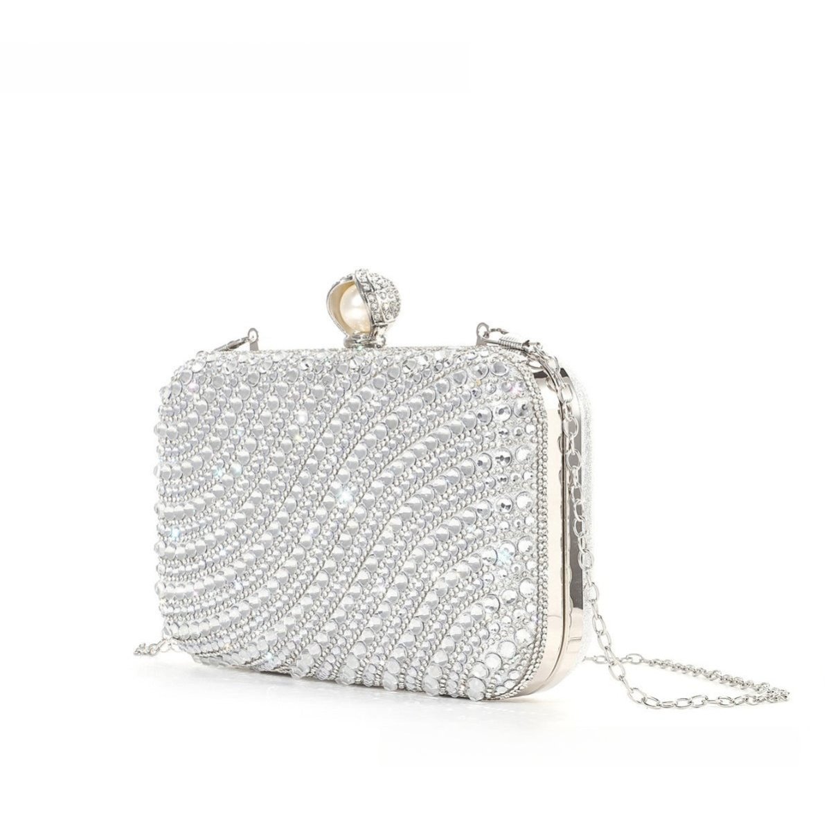 ‌Diamond - Studded Pearl Party Clutch Versatile Crossbody Handheld Evening Bag for Glamorous Occasions (MAC280) - Mariam's Collection