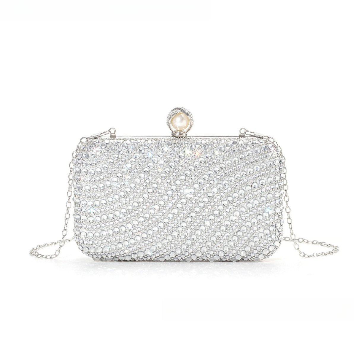 ‌Diamond - Studded Pearl Party Clutch Versatile Crossbody Handheld Evening Bag for Glamorous Occasions (MAC280) - Mariam's Collection