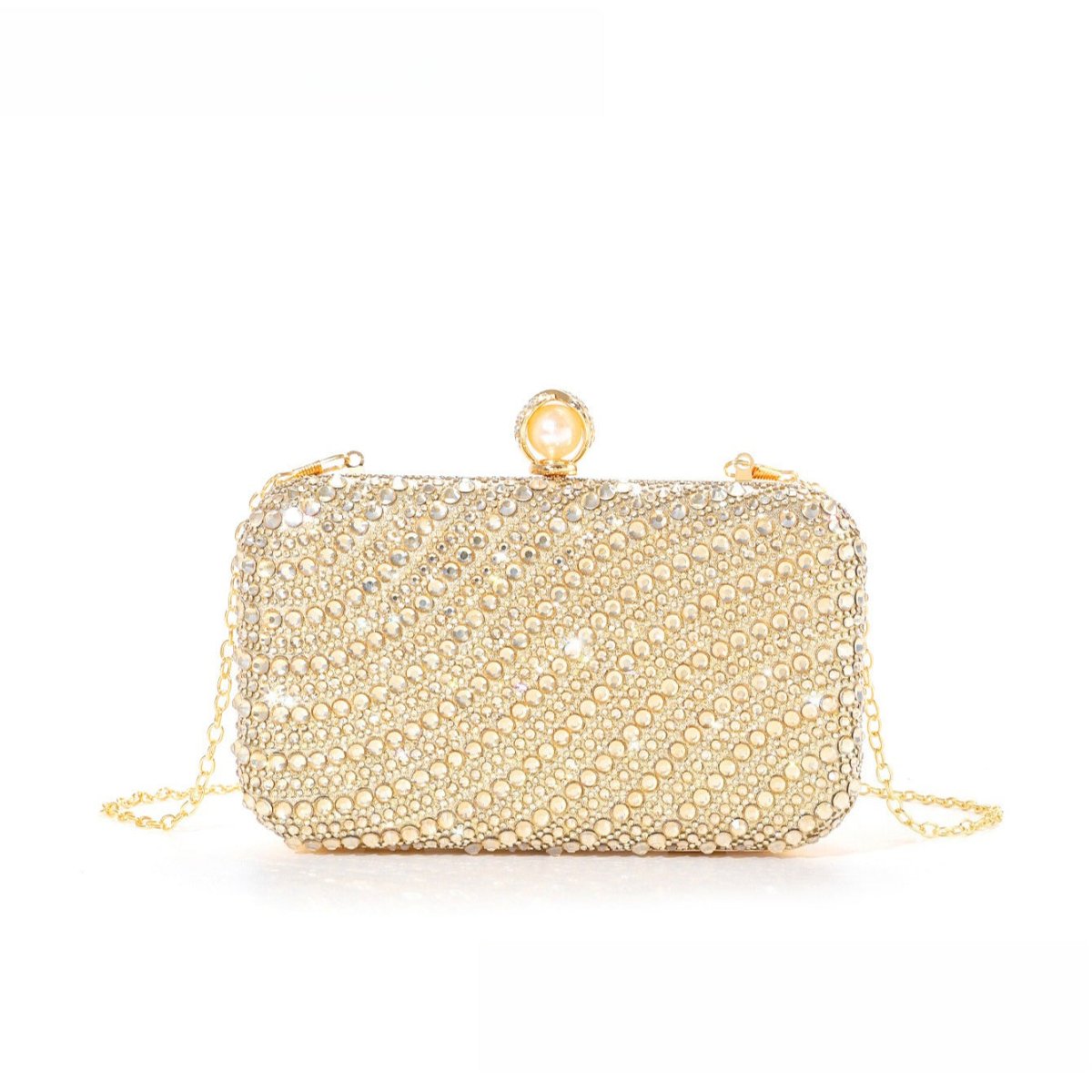 ‌Diamond - Studded Pearl Party Clutch Versatile Crossbody Handheld Evening Bag for Glamorous Occasions (MAC280) - Mariam's Collection