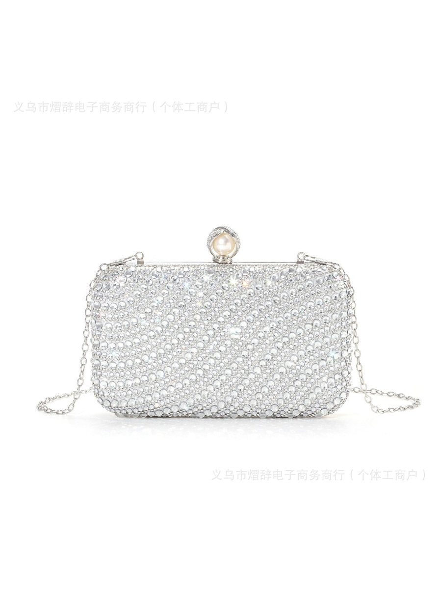 ‌Diamond - Studded Pearl Party Clutch Versatile Crossbody Handheld Evening Bag for Glamorous Occasions (MAC280) - Mariam's Collection