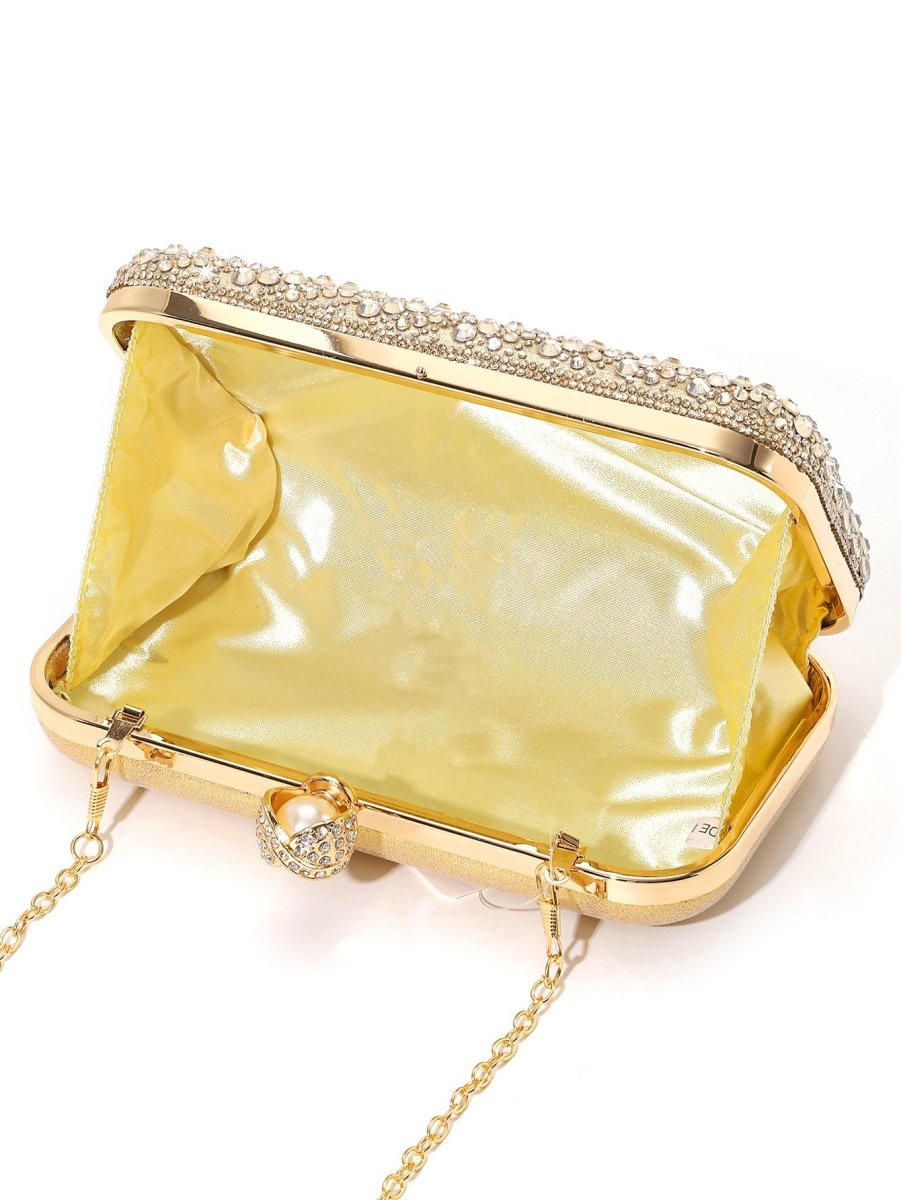 ‌Diamond - Studded Pearl Party Clutch Versatile Crossbody Handheld Evening Bag for Glamorous Occasions (MAC280) - Mariam's Collection
