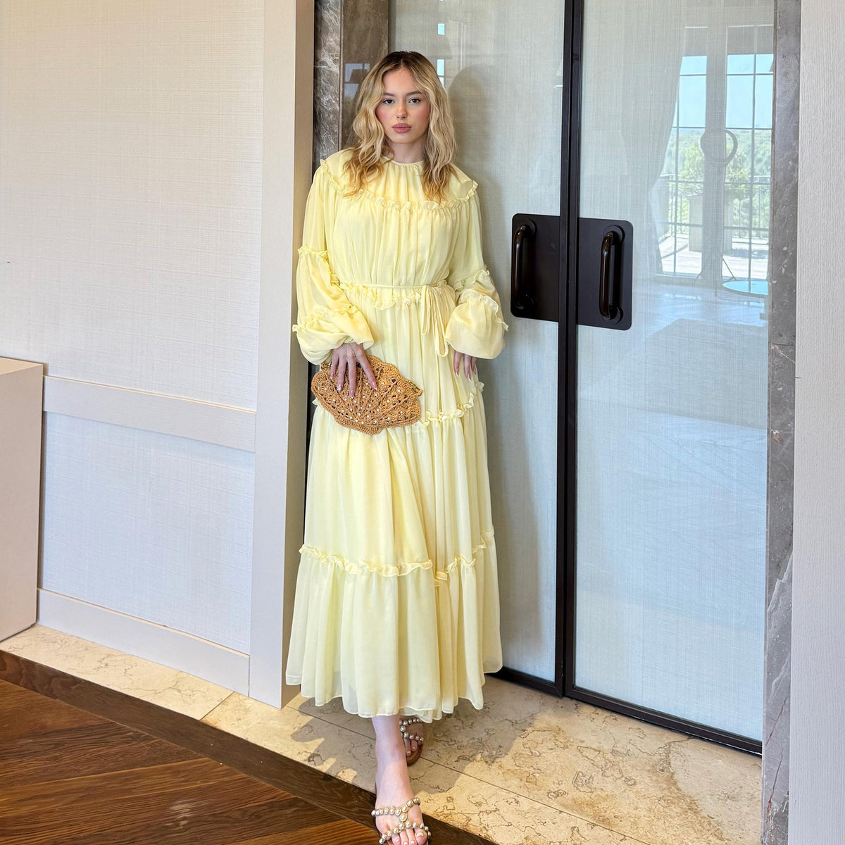 Double-Layer Cake Skirt Modest Dress(MS546) - Mariam's Collection