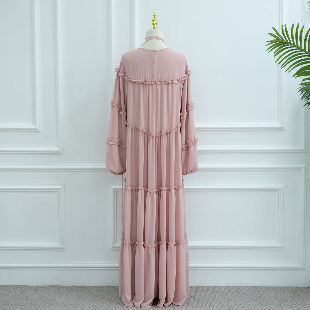 Double-Layer Cake Skirt Modest Dress(MS546) - Mariam's Collection