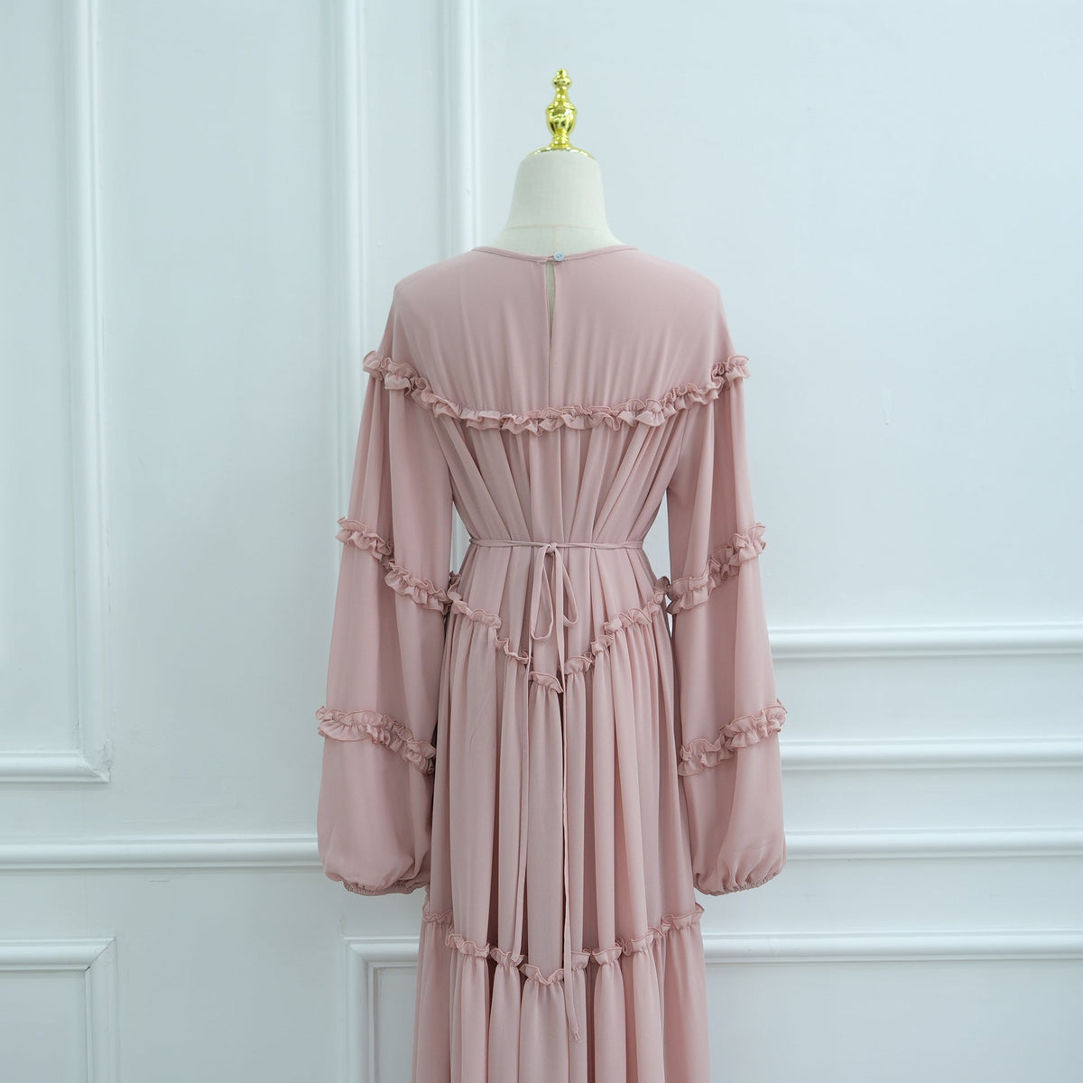 Double-Layer Cake Skirt Modest Dress(MS546) - Mariam's Collection