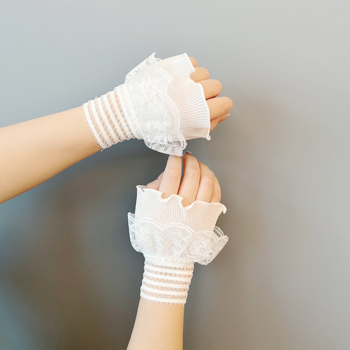 Double Layer Lace Ruffle Cuff Sleeves(MAC421) - Mariam's Collection