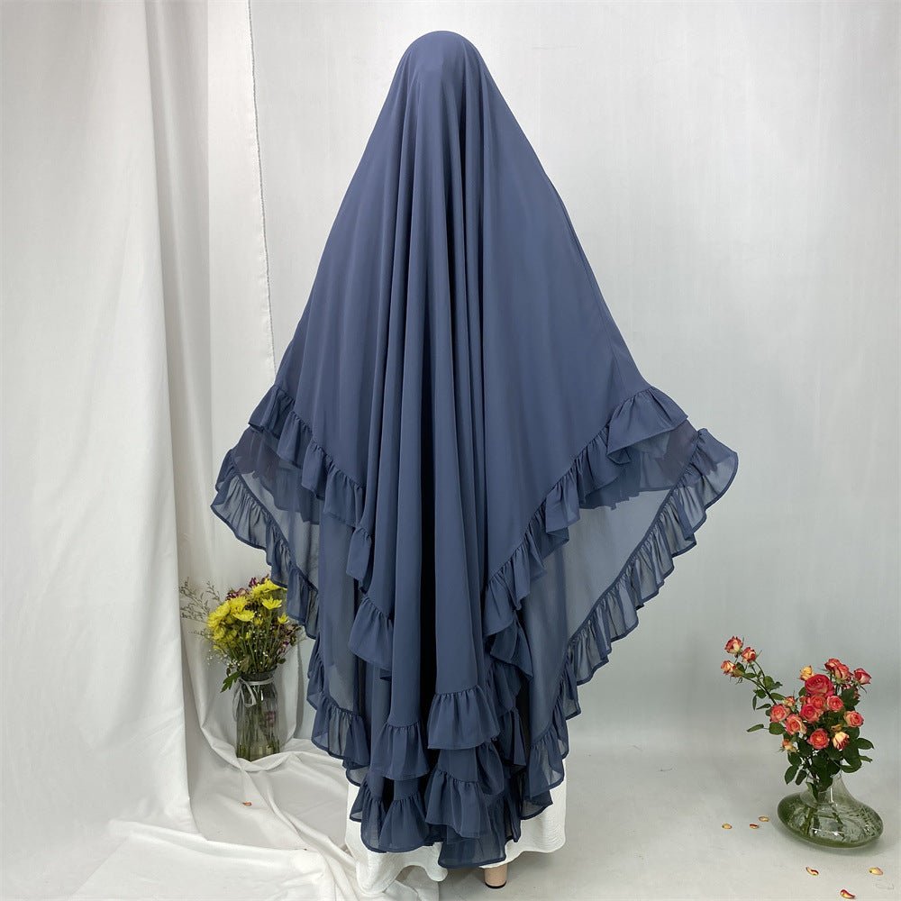 Double Layer Ruffle Trim Khimar(MK032) - Mariam's Collection