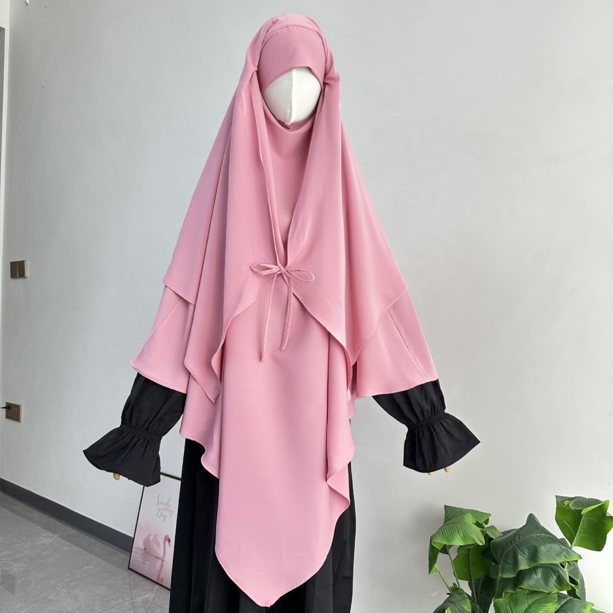 Double Layer Tie - Front Khimar(MK033) - Mariam's Collection