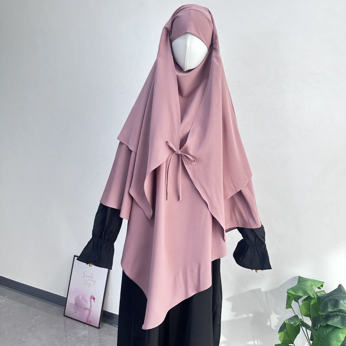 Double Layer Tie - Front Khimar(MK033) - Mariam's Collection