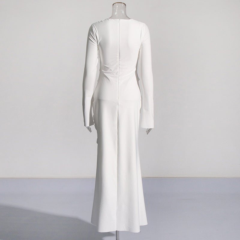 Draped Dress with Jeweled Brooches(MS347) - Mariam's Collection